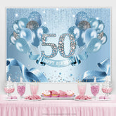 Licht Blau Ballon Band Glücklich 50 Geburtstag Hintergrund